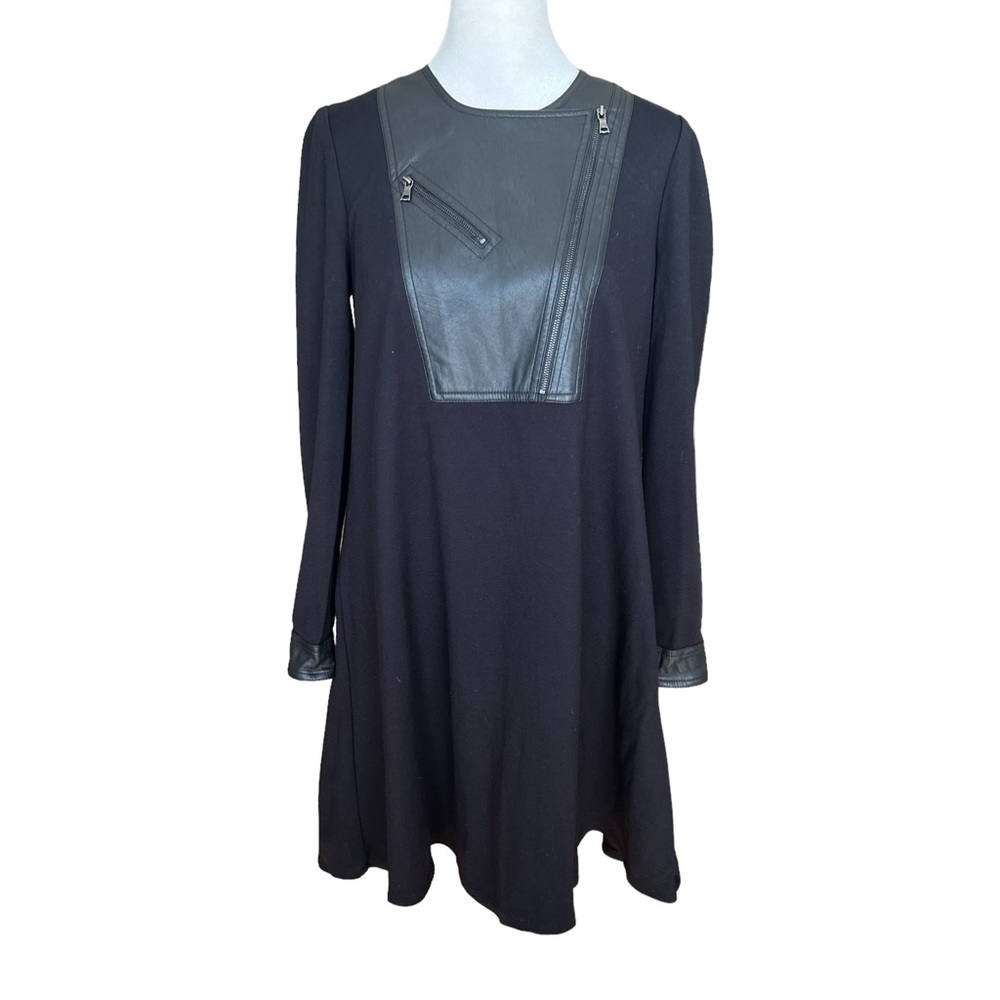 BCBGMAXAZRIA Black Aero Faux Leather Zipper Long Sleeve - Picture 2 of 7